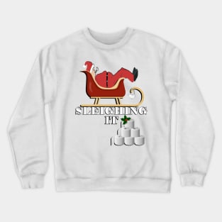 Funny Santa Tired Sleighing It, Toilet Paper & Face Masks Christmas 2020 Crewneck Sweatshirt